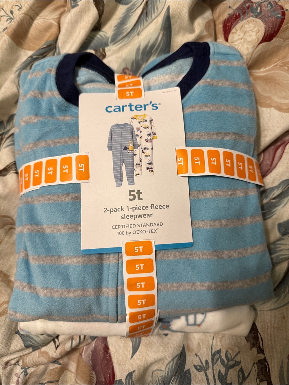 Carter's Light Blue and Gray Striped Fleece 2-Pack Sleep Sacks - 5T